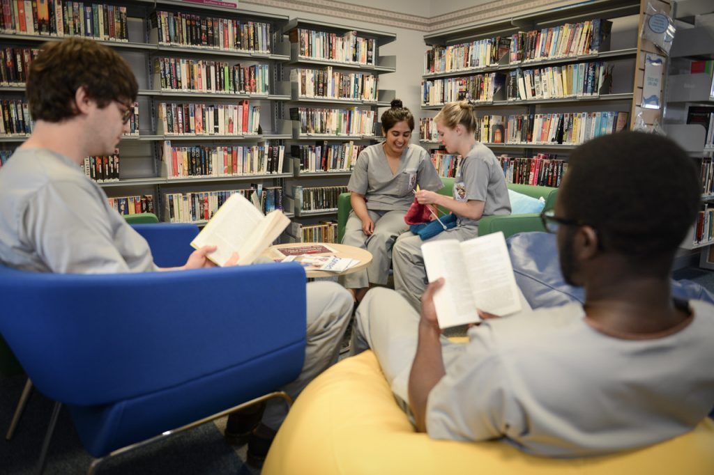 Students in the library