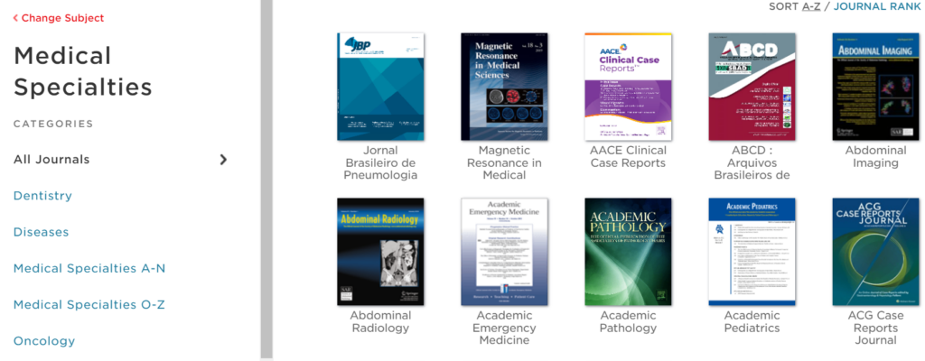 Medical speciality journals