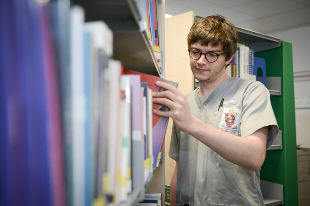 medical student in the library