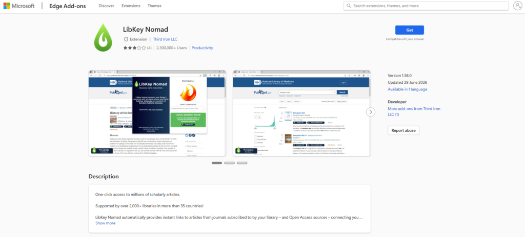 Microsoft Add-ons page